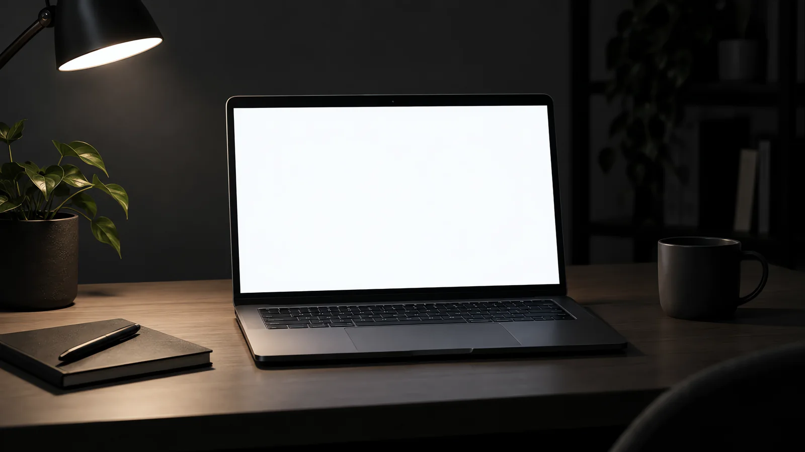 A laptop on a desk showing a website in progress